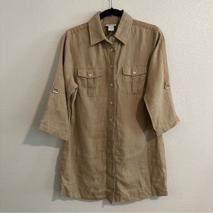 Soft Surroundings Khaki Linen Women’s Tunic Blouse